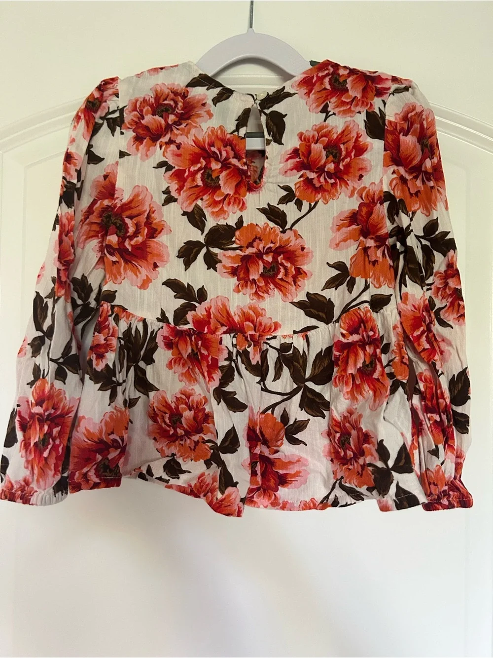 Old Navy White Top with Orange Floral Print + Mustard Yellow Shorts